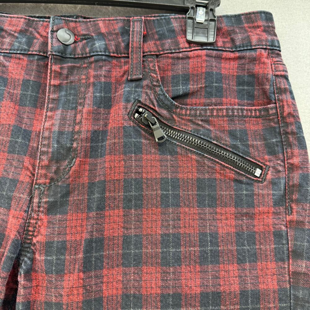 Joe's Jeans Women's 30 (10) Red Black Plaid Zip Skinny Moto Style Slash Pockets - Picture 4 of 14